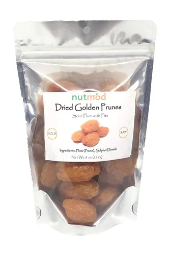 Vista 2 de Ciruelas pasas ácidas doradas secas (ciruela) con hoyos - 8 oz