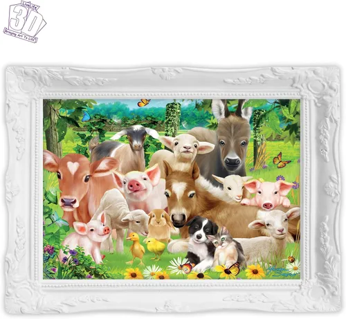 Vista 3 de 3D LiveLife Imágenes lenticulares - Animales de granja de bebés de Deluxebase. Arte de pared de animales de 12 x 16 pulgadas sin marco con efecto 3D