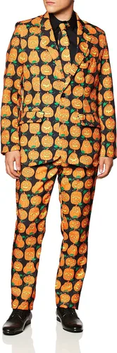 Vista 2 de Forum Novelties Traje de calabaza y corbata XL para hombre, NaranjaNegro