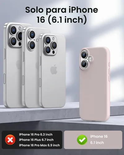 Vista 6 de Funda diseñada para iPhone 16, Funda Protectora de Teléfono de Silicona Líquida a Prueba de Golpes con Forro de Microfibra Suave Antiarañazos Ultra