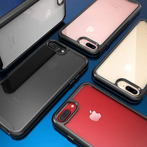 Vista 4 de IDweel Funda para iPhone 8 Plus/7 Plus, carcasa resistente a prueba de golpes con protector de pantalla integrado, funda híbrida resistente a