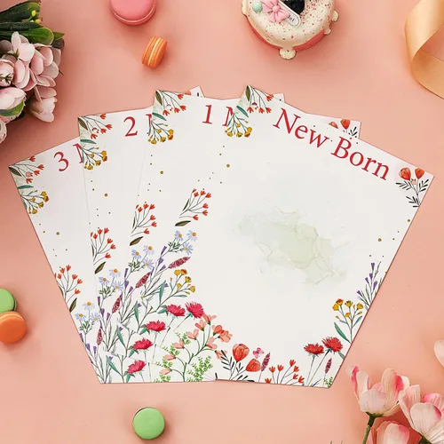 Vista 4 de Cartel de fotos de primer cumpleaños con tema de flores silvestres de recién nacido a 12 meses para niñas, registro de crecimiento mensual de hitos