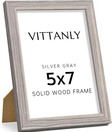 Vista 226 de Vittanly - Marco de fotos de 4 x 6 pulgadas de madera maciza con plexiglás, incluye paspartú de 3,5 x 5, para colgar en la pared o poner sobre una