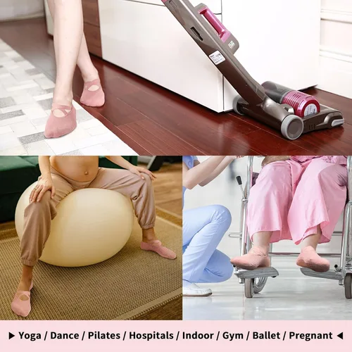 Vista 5 de Lolyer Pilates Grip Socks Yoga Socks with Grips for Women, Non Slip Grip Socks for Women Pilates, Sticky Socks for Hospital