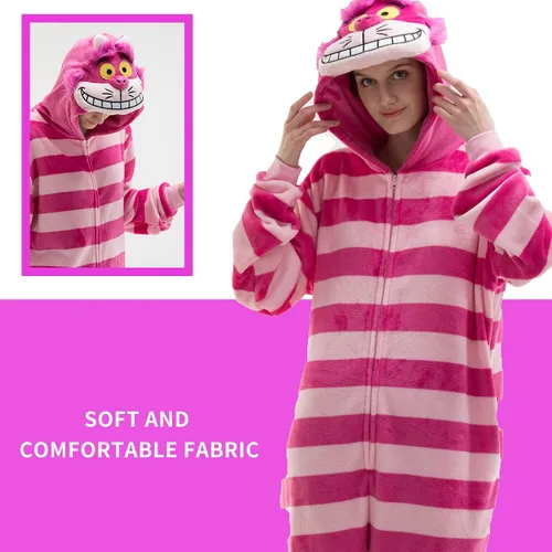 Vista 2 de COSUSKET Snug Fit Unisex Adult Onesie Pajamas Flannel Cosplay Animal One Piece Halloween Costume Sleepwear Homewear