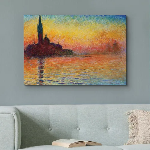 Vista 105 de wall26 Prado con álamos por Claude Monet - Arte moderno impresionista, arte en lienzo para el hogar, 12 x 18 pulgadas