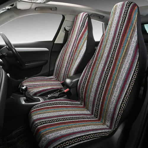 Vista 20 de Baja Saddle Blanket - Fundas de asiento de automóvil, 4 piezas delanteras, transpirables y lavables, tejido a rayas, funda de asiento universal