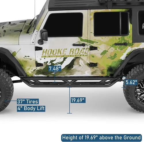 Vista 4 de u-Box Barras Nerf, Paso Lateral y Estribos de Correr para Jeep JKU Wrangler Unlimited 2007-2018