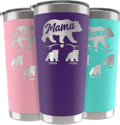Vista 28 de Vaso de Mamá Oso, vaso personalizado para mamá Oro Rosa