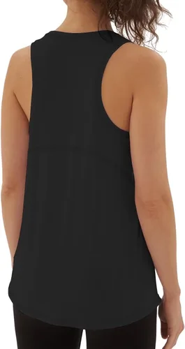 Vista 2 de sissycos Camisetas deportivas sin mangas con espalda cruzada para mujer, ajuste holgado