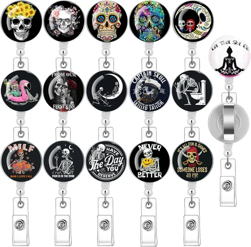 Vista 12 de Paquete de 16 carretes de insignia para enfermeras con soporte retráctil para tarjetas de identificación con clip #1-16pack multicolor