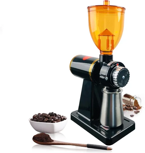 Vista 3 de Molinillo de café comercial para oficina en casa, molinillo de rebabas automático eléctrico para café expreso con 8 ajustes de molienda precisos