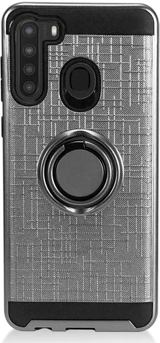 Vista 5 de Para Samsung Galaxy A21 (SM-A215) - Funda para teléfono con soporte de anillo - RS2 Gris