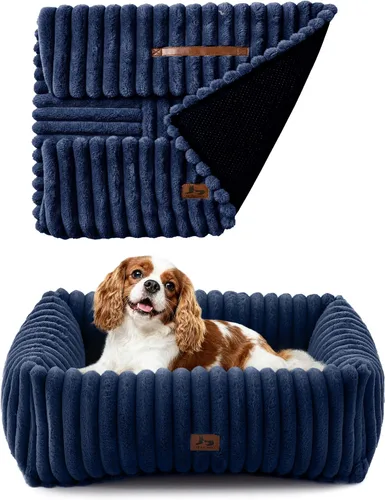 Vista 11 de Cama lavable para perros pequeños y medianos, cama rectangular ortopédica de forro polar de pana para mascotas con funda extraíble y parte inferior