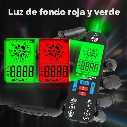 Vista 2 de BSIDE Probador de multímetro digital inteligente Voltímetro eléctrico recargable Capacitancia Diodo Continuidad Resistencia Live Check AC DC
