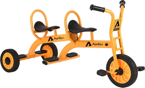 Vista 10 de Triciclo infantil para preescolares a partir de 3 años, ideal para patio de juegos al aire libre y guardería, triciclo de pedal de metal duradero