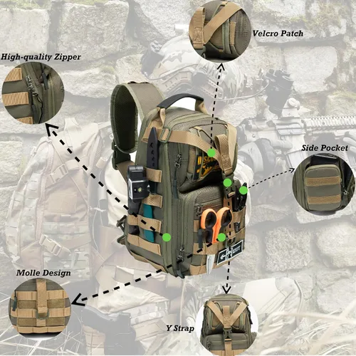Vista 4 de NICGID Mochila militar táctica Daypack Molle Army Assault Pack Bug Out Bag Viaje Pesca Senderismo Trekking Mochila