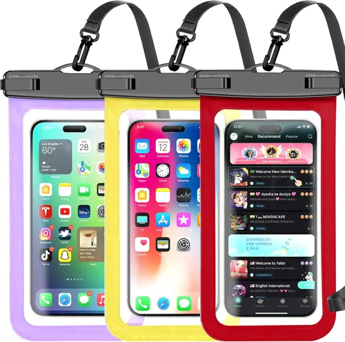 Vista 13 de Bolsa impermeable para teléfono, paquete de 2 fundas impermeables para teléfono blanco y negro, bolsa seca para teléfono celular, nivel