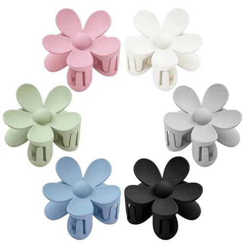 Vista 12 de 6 pinzas para el cabello de flores, pinzas de margarita, pinzas de garra grandes mate, pinzas de sujeción fuerte, accesorios para cabello grueso, 6