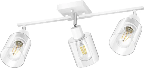 Vista 18 de Accesorios de iluminación de riel de techo para cocina, luces de pared negras de 2 luces, iluminación LED moderna con pantalla de vidrio, cabezal