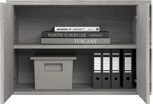 Vista 6 de Bush Business Furniture - Armario de almacenamiento bajo híbrido con puertas y estantes en gris platino