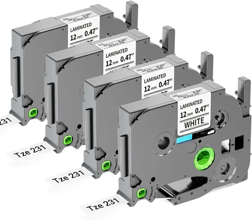 Vista 21 de TZe-251 - Recambio de cinta para etiquetadora de 0.945 in 0.94 compatible Negro sobre blanco