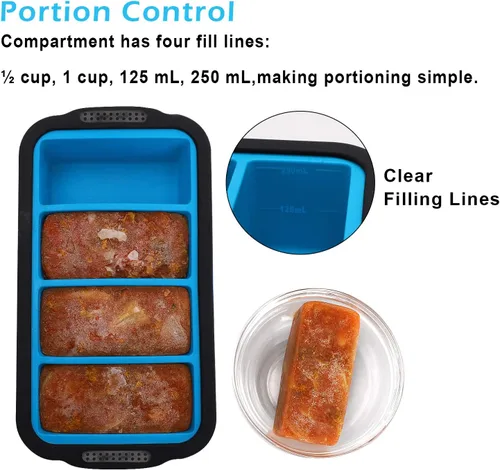 Vista 4 de Aichoof Bandejas de congelación de cubo de silicona extra grandes con tapa de silicona para guardar sopas, recipiente de silicona para caldo, salsa
