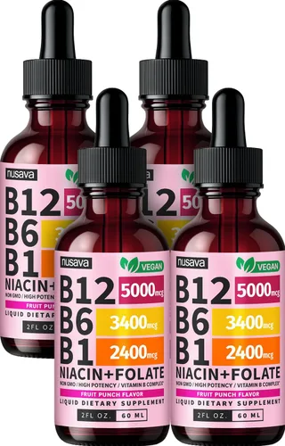 Vista 16 de NUSAVA Vitamina B12 5000mcg con gotas líquidas B6 y B1, cereza negra