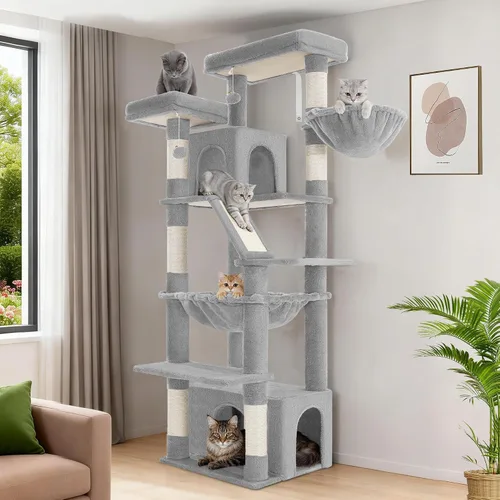 Vista 10 de Hzuaneri Árbol grande para gatos, torre para gatos de interior de 72 pulgadas de alto para 6 gatos grandes, actividad de escalada de esquina