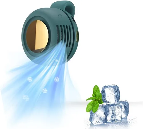 Vista 11 de Drkicsy 3 ventiladores pequeños de cuello con clip de torbellino, ventilador de enfriamiento portátil de 3 velocidades recargables, ventiladores