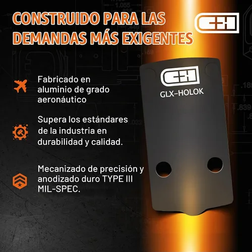 Vista 6 de C+H Placa de montaje Red Dot para Glock 43X/48 MOS y Holosun 407K/507K Fabricado en los Estados Unidos