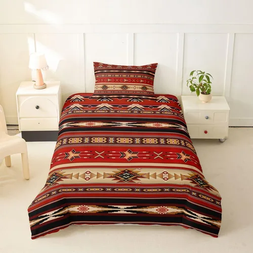Vista 24 de Erosebridal Juego de funda de edredón estilo bohemio occidental tamaño individual, diseño de vaca atrapasueños del suroeste, juego de ropa de cama