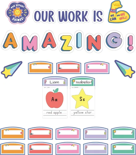 Vista 13 de Carson Dellosa Crafty and Cool Juego de Tablero de Anuncios Motivacional de 58 Piezas Bolsillos Llenos de Bondad, Decoración de Aula con Tema