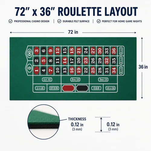 Vista 3 de 72" ruleta y blackjack casino recreativo fieltro diseño paño