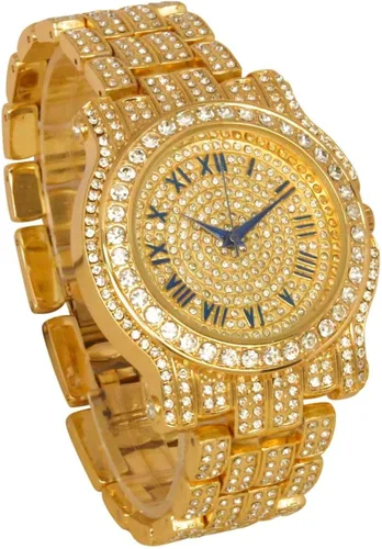 Vista 63 de Charles Raymond Bling-ed Out Ultimate Hip Hop Royalty Reloj para hombre con número romano de fácil lectura o indicadores de tiempo de diamantes