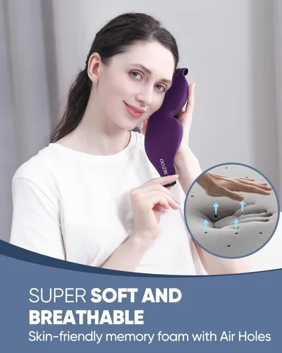Vista 5 de Máscara de ojos para dormir para hombres y mujeres, paquete de 2 antifaz contorneada 3D para dormir y vendar los ojos, máscara de sueño nocturna