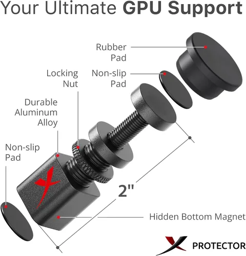 Vista 3 de X-Protector Soporte de GPU – Pequeño soporte de hundimiento de GPU de 1" – 2" – Soporte de GPU premium con almohadilla de goma – Soporte de tarjeta