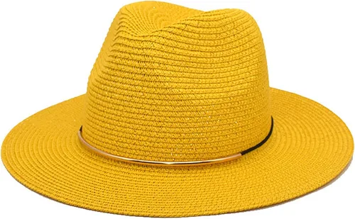 Vista 10 de Moda Primavera Verano Protector Solar Cap Pearl Accesorios Sombrero de Sol Ala Ancha Retro Jazz Top Hat Mujer Sombrero de paja