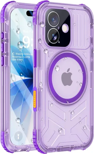 Vista 37 de Funda impermeable para iPhone 15 con Magsafe, protector de pantalla, cordón, IP68 militar de cuerpo completo a prueba de golpes, para deportes