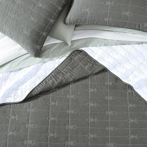 Vista 5 de Eddie Bauer - Juego de cama de día, ropa de cama reversible de algodón con fundas a juego y funda de almohada decorativa, juego de cama de lujo