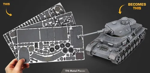 Vista 4 de Metal Earth Fascinations Premium Series Panzer IV Tank 3D Kit de modelo de metal con pinzas