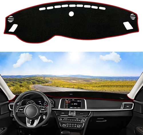 Vista 8 de Cubierta de tablero personalizada para Kia Optima 2016, 2017, 2018, 2019, 2020, decoración interior antideslizante, protector de rayos UV, Negro