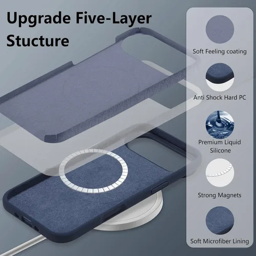 Vista 666 de Funda magnética de silicona para iPhone 13 Pro, color blanco antiguo [Compatible con Magsafe] [Forro de microfibra suave antiarañazos], funda