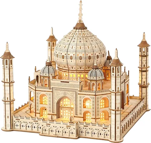 Vista 3 de Rompecabezas de madera 3D para adultos, modelo mecánico de castillo, kit de construcción de modelo de casa DIY, manualidades en madera, juguete