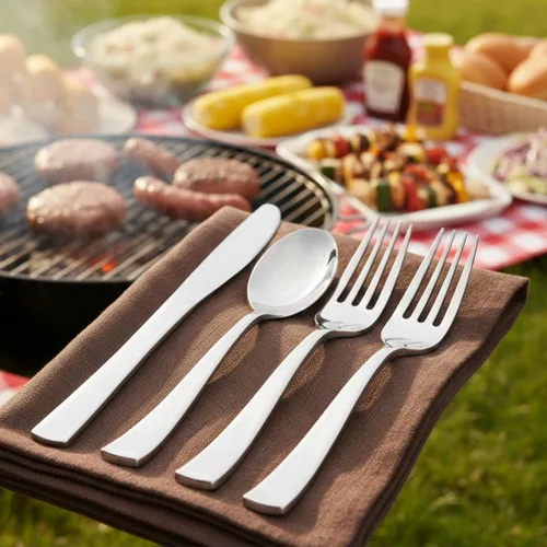 Vista 3 de Perfect Settings - Juego de 300 utensilios de plástico plateado, cubiertos desechables elegantes y resistentes Tenedores de cubiertos con acabado