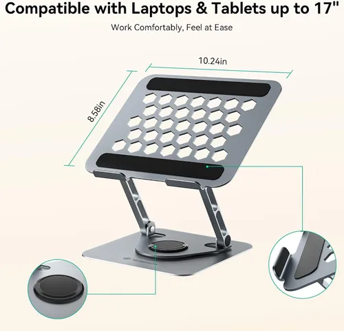 Vista 6 de Yottamaster Soporte ajustable para laptop, soporte de escritorio de Gris