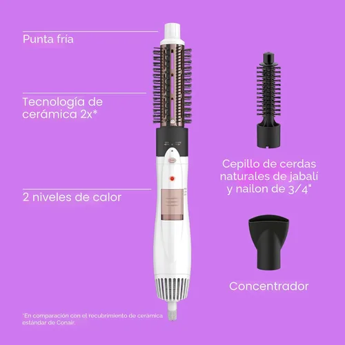 Vista 2 de Kit de combo de cepillo de aire caliente de cerámica turmalina Conair 3-en-1