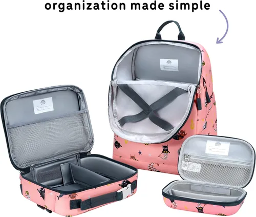 Vista 44 de Juego de mochila para niños de 16 pulgadas con bolsa de almuerzo aislada y estuche para lápices
