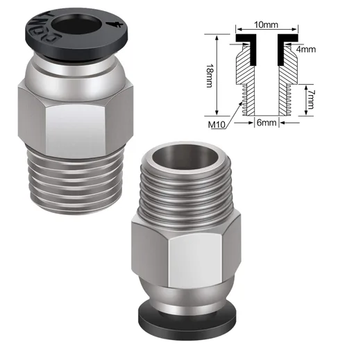 Vista 5 de Zeelo PC4-M6 - Conexión neumática de empuje para conectar + PC4-M10 recto de montaje rápido para impresora 3D Bowden Extrusora