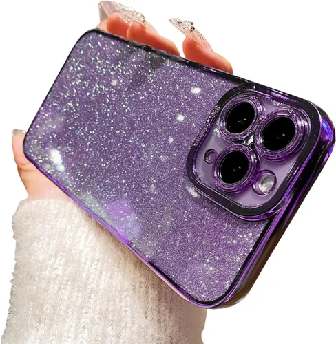 Vista 30 de Funda compatible con iPhone 11 Pro con purpurina, de lujo, linda, flexible, cubierta chapada, protección de cámara, a prueba de golpes, funda